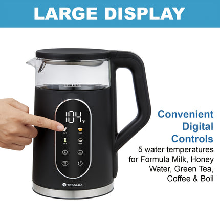 Electric Kettle, 1.7L/ 1500W Water Boiler Heater With Temperature Control, BPA-Free, 4 Preset Heating Programs,