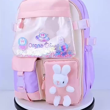 New Style Backpack for Elementary School Students Aged 6-12, Cute And Casual with Multiple Pockets, Resembling a Refrigerator.