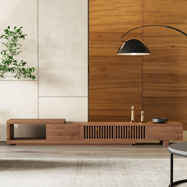 Brown TV Stand for 80-100 Inch TVs - Space-Saving Modern Entertainment Center with 3.2+ Cubic Feet Storage