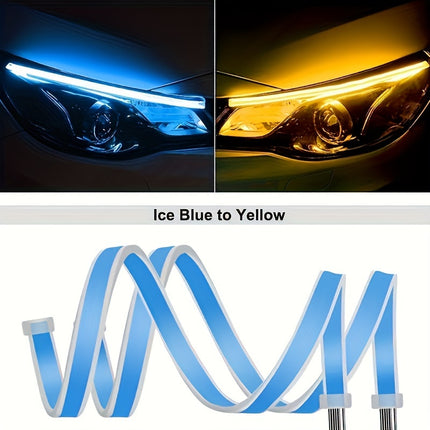 2pcs 60.96 cm LED decorative light strip with flowing light, universal car lights, fashionable start scanning,