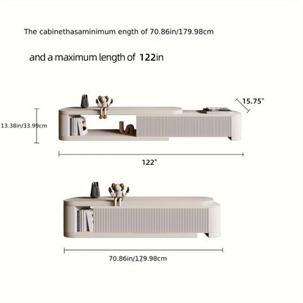 No Assembly Required Modern Adjustable 70.86'' to 122'' L TV Cabinet with Storage Cabinet Entertainment Center