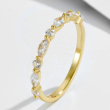 S925 Sterling Silver Super Shiny Ice Flower Cut Zircon Ring Suit