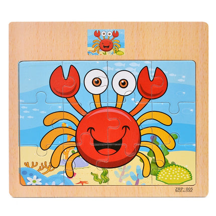 Wooden 12-piece Puzzle Puzzle Infant Children Early Childhood Educational Toys Animal Transportation Wooden Puzzle Toy