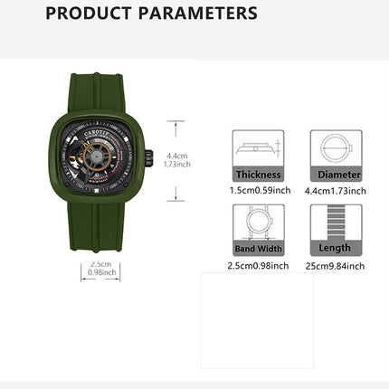 1pc Men's Green Vintage Mechanical Watch with Chronograph Winding Retro Analog Watch Suitable