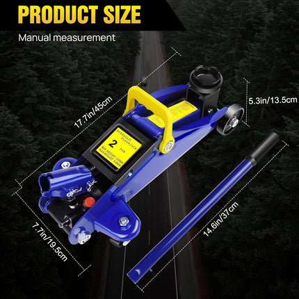 2 Ton Heavy Duty Floor Jack, Low Profile Trolley Jack for Van, Garage Tyre Repair Change Tire Emergency Tool