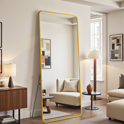 20"x60" Full-Length Mirror with Stand - Large Square Floor Mirror with Aluminum Frame,