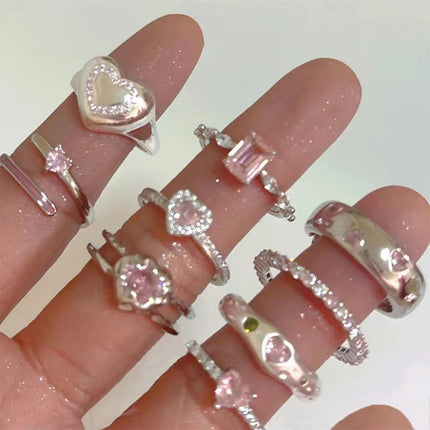 Charming Sweet Zircon Heart-shaped Ring For Girls