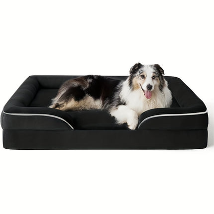 Extra-Large Orthopedic Dog Bed - Washable & Detachable Pet Sofa with Supportive Foam, Non-Slip Bottom for All Seasons Comfort - Ideal for Small to Large Dogs and Cats, Grey