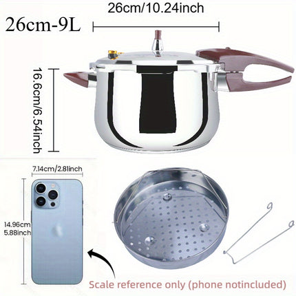 26cm 9L Optional 1600g Triple-Layer Stainless Steel Pressure Cooker for Home and Commercial Use