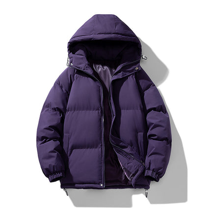 Men's Hoodie Coat Winter Fashion Solid ZIp-up Thickened Cotton-padded Jacket Casual Warm Outwear Top Clothing