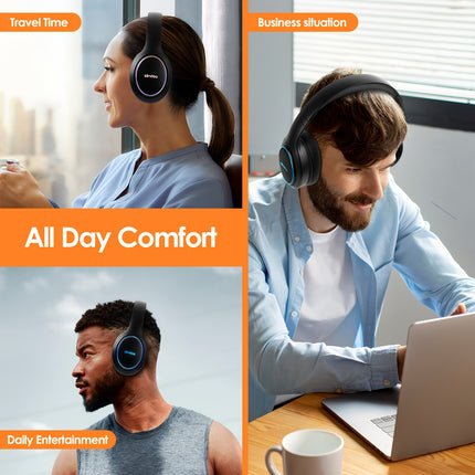 Wireless Headphones, With 1000mAh Battery Capacity, 120-hour Playtime, 3 EQ Modes,