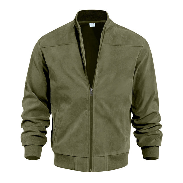 Men's Suede Solid Color Casual Retro Jacket