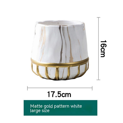 Succulent Flower Pot Golden Edge Home Decoration Wind Marbling Gift Ceramic