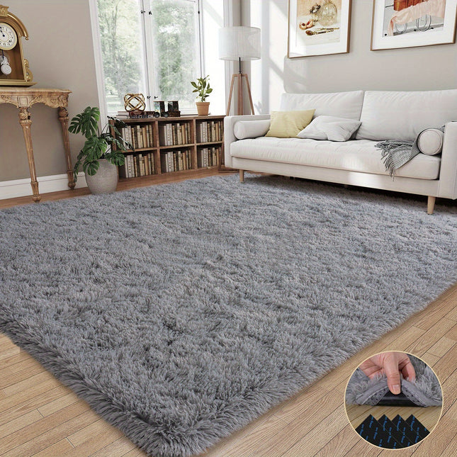 1pc Large Light Gray Mat Suitable for - Non-Slip Soft Fluffy with Rubber Backing,