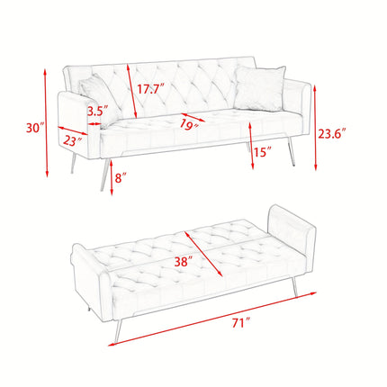 Sofa, American Retro Velvet, Suitable for Small Living Room, Bedroom, Office