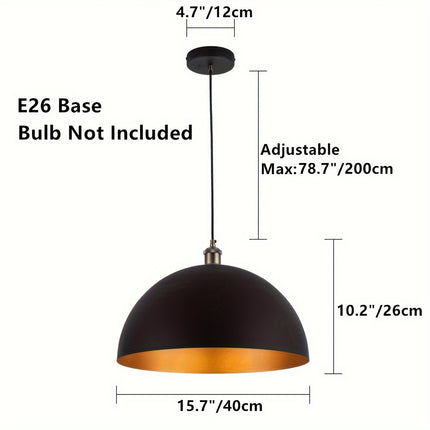 Chandelier - 39.88cm Black & Golden Finish, 199.9cm Cord for Kitchen Island, Bedroom, Hallway, Bar