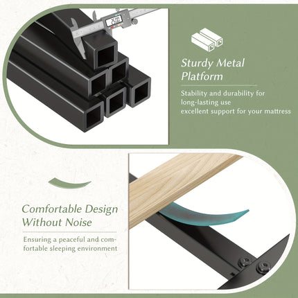 Color-Controlled Bed Frame With Light Strip And Socket, Three Sizes Available
