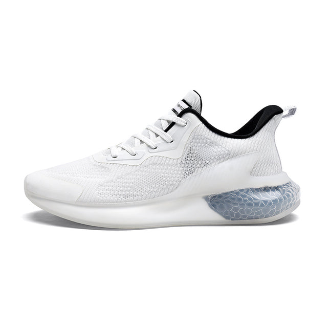 Men's Heavy-Duty White/Grey Low-Top Sneakers - Wide Width Available, Lightweight Breathable Sneakers