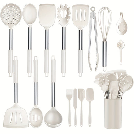 17pcs,Silicone Cooking Utensil Set, Heat Resistant Silicone Cooking Kitchen Utensils Set, Non-stick