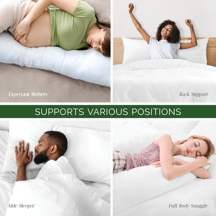 Full-Body Pillow- Extra Long 50.8x182.88 cm Body Pillow with Soft Polyester Fill,