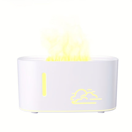 1pc 3D Flame Effect Night Light & Air Humidifier with Essential Oil Diffuser, Sleep-Enhancing Glow
