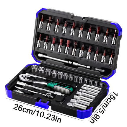 A Set of Home And Travel Dual-Use Car Repair Tool Set, Motorcycle Repair Tool Set with Storage Box,