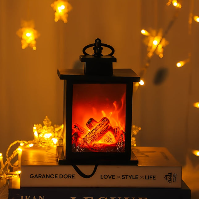 1pc Flameless Fireplace Lamp with Realistic Dancing Flame Effect, Portable Tabletop Indoor Decorative Light