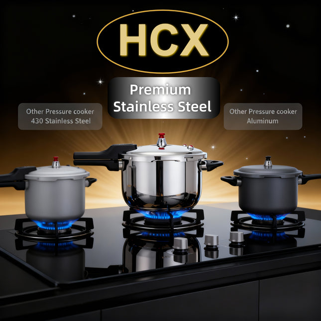 2 Sizes HCX Stainless Steel Pressure Cooker 18cm 20cm Multi-Functional for Soup, Porridge