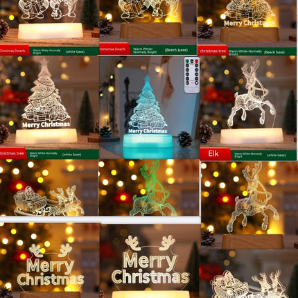 Christmas Decoration 3D Lamp Acrylic LED Night Lights New Year