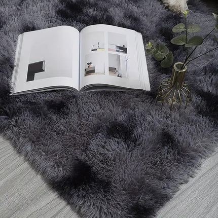 1pc Luxury Soft Faux Fur Area Mat - Ultra Soft, Modern Deep Grey Shaggy Indoor Mat, Polyester,