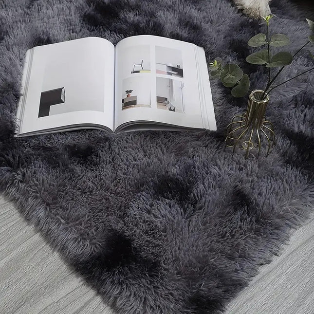 1pc Luxury Soft Faux Fur Area Mat - Ultra Soft, Modern Deep Grey Shaggy Indoor Mat, Polyester,