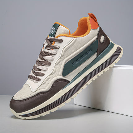 New 2025 Men'S Lace-Up Thick-Soled Sneakers in a Color-Block Design, Perfect for Casual Sports