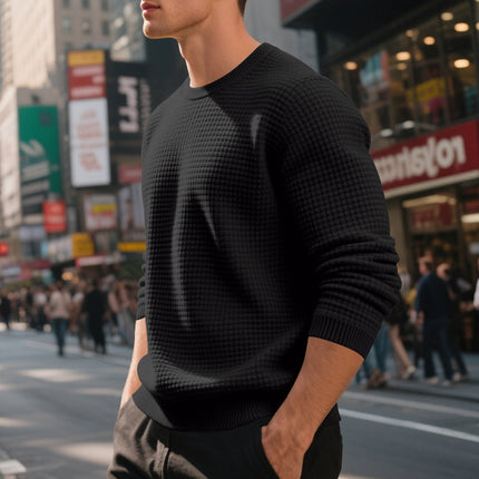 Loose And Simple Sports Jacquard Round Neck Long Sleeve Sweater