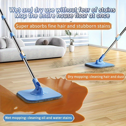 Wash Mop And Bucket Set, With Total 3 Mop Cloths, Household Rotating Floor Mop, Lazy Mop,