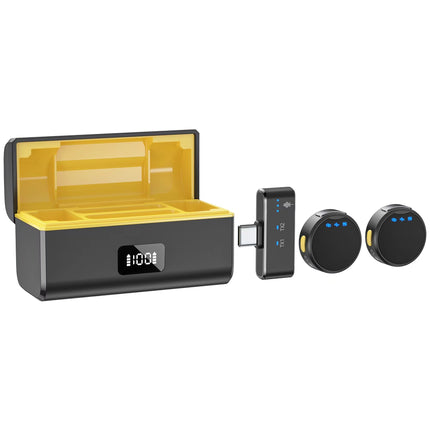 Wireless Collar Clip Microphone With Charging Bin Round One Drag Two Magnetic Button