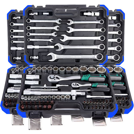A Set of Home And Travel Dual-Use Car Repair Tool Set, Motorcycle Repair Tool Set with Storage Box,