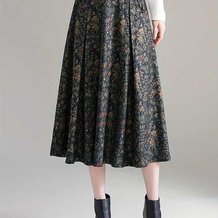 Women's Rabbit Dance (Mi Mi Dance) Print Midi Skirt A-Line Umbrella Skirt with Flared Hem