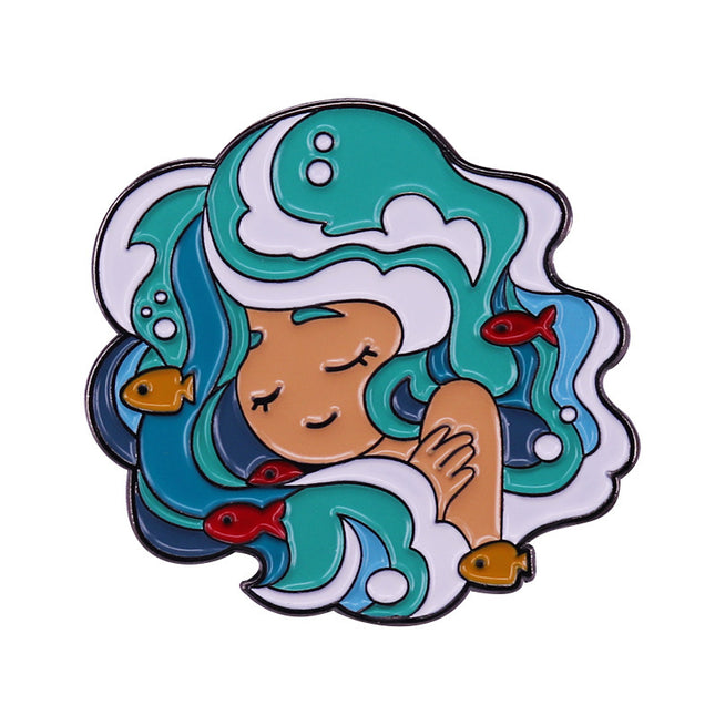 Cute Mermaid And Little Fish Brooch Cartoon