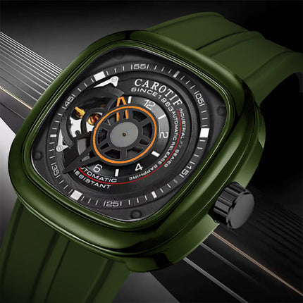 1pc Men's Green Vintage Mechanical Watch with Chronograph Winding Retro Analog Watch Suitable