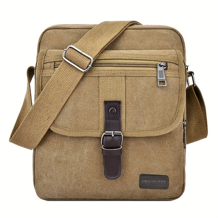 Large-capacity Shoulder Bag, Unisex Vintage Style, Multi-compartment Casual and Durable