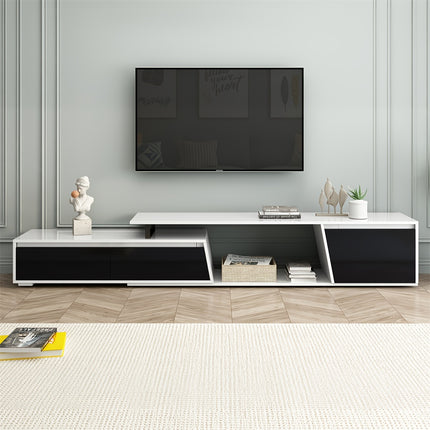 Minimalist floating design TV stand, rectangular expandable TV console, TV cabinet with 2 drawers