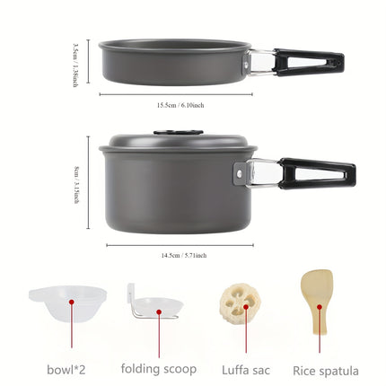 Cookware Set, Non-Stick Lightweight Pots and Pans Set for Camping, Backpacking,