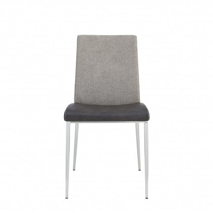 Set of Two Light Gray And Silver Upholstered Fabric Dining Side Chairs
