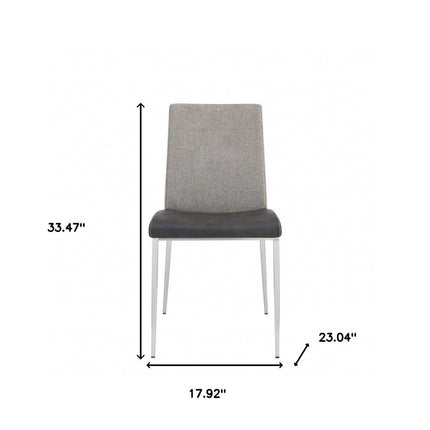 Set of Two Light Gray And Silver Upholstered Fabric Dining Side Chairs