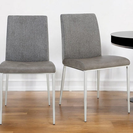 Set of Two Light Brown and Gray Stainless Steel Chairs