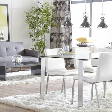 Set of Two Minimalist White Faux Faux Leather Chairs