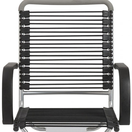 Black and Silver Adjustable Swivel Bungee Rolling Office Chair