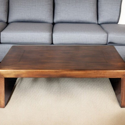 54" Copper Solid Wood and Metal Frame Coffee Table