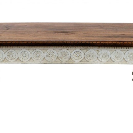 48" Brown and Ivory Solid Wood Coffee Table