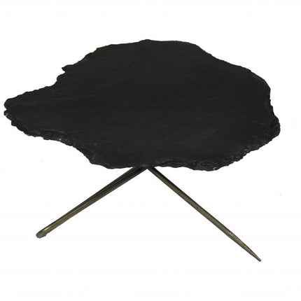 Set of Two Brown Stone and Iron Free Form Bunching Coffee Tables